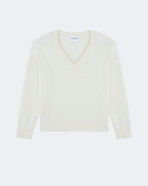 Pull en cachemire blanc pour femme - Kujten packshot