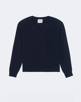 Pull en cachemire bleu pour femme - Kujten packshot