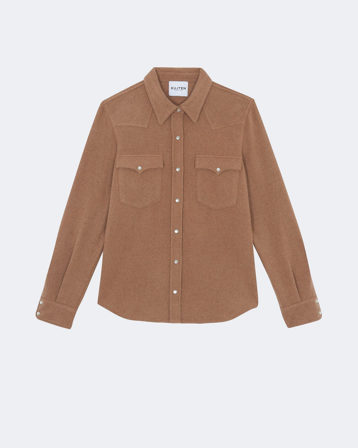 Chemise lumber plain cachemire tissé camel - Kujten packshot