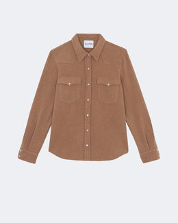 Chemise lumber plain cachemire tissé camel - Kujten packshot
