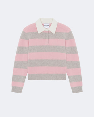 Pull polo royce stripes cachemire rose - Kujten packshot