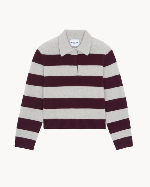 Polo Royce Stripe Burgundy Oat - Image 4