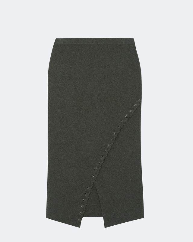 Jupe Solange Lacets kaki foncé - Image principale