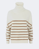 Pull en cachemire blanc et camel pour femme - Kujten packshot