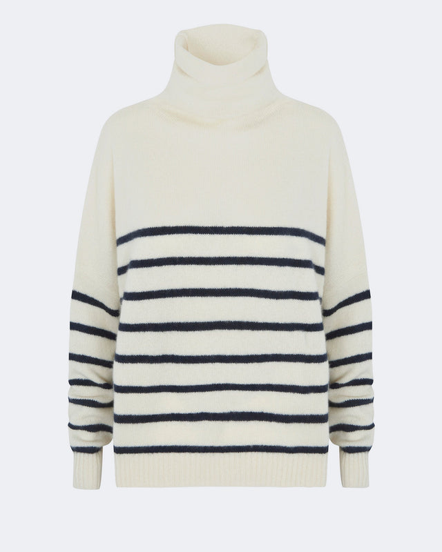 Pull Tila Stripe Nimbus blanc / bleu marine foncé - Image principale
