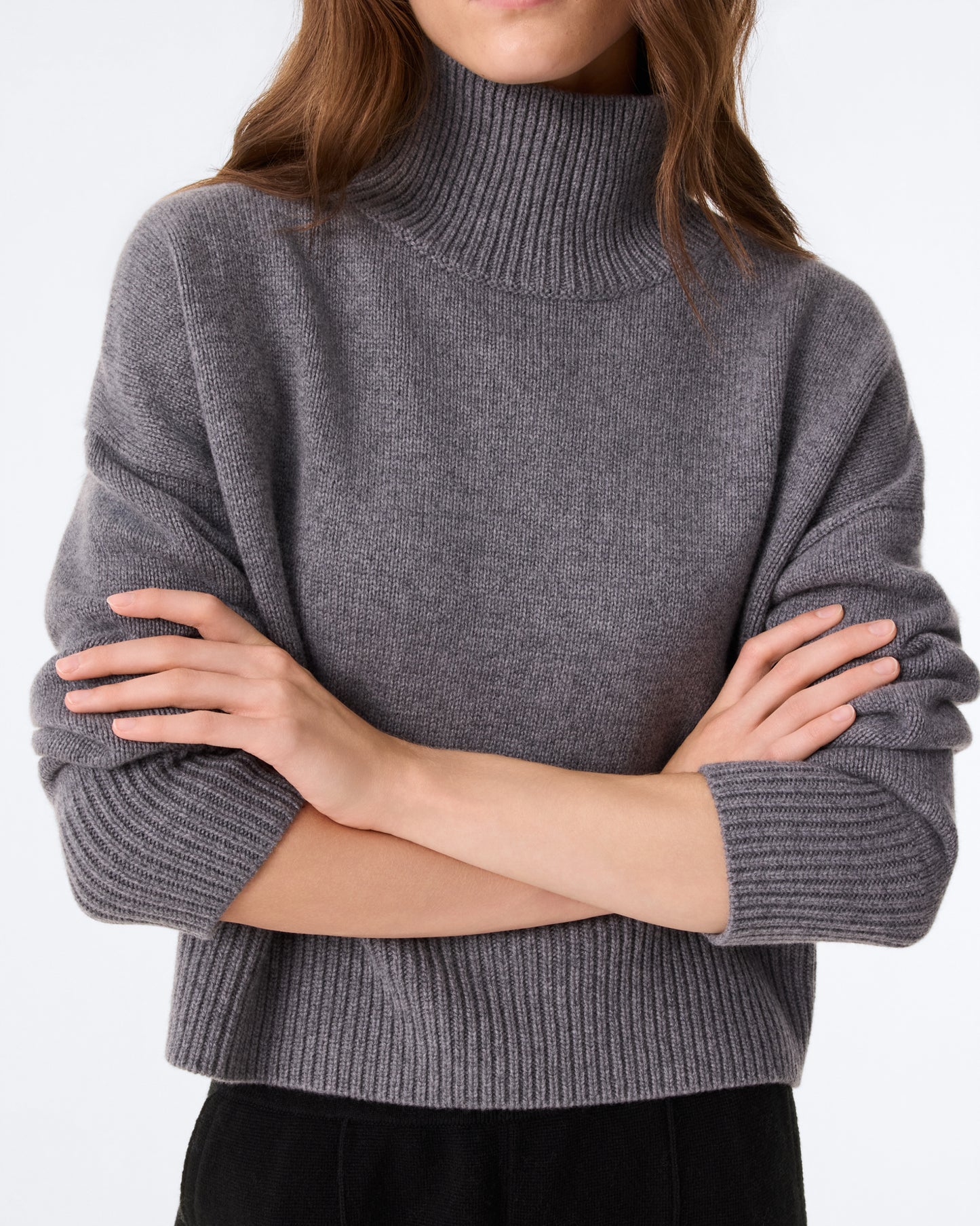 Pull Ulla Crop gris flanelle