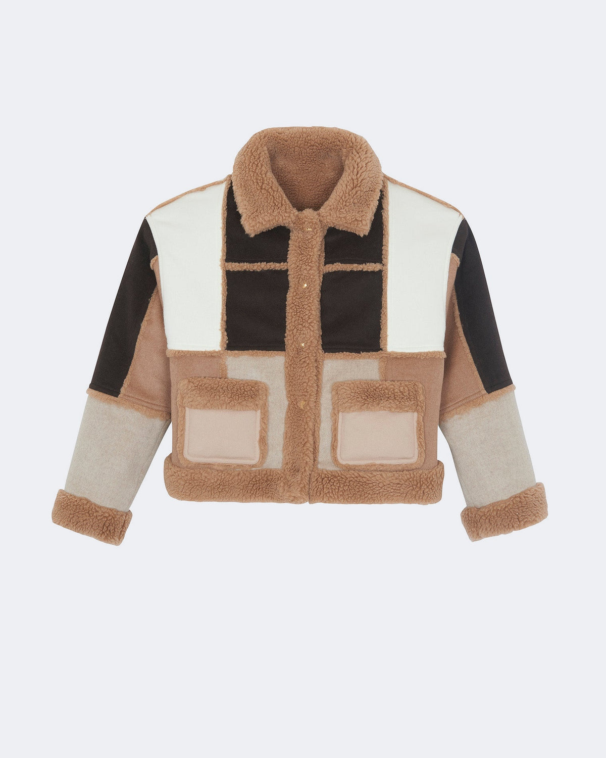 Veste janet patchwork tissé camel - Kujten packshot