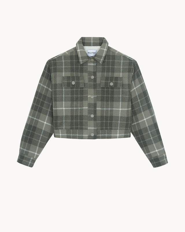 Veste Arya Woven Square kaki chiné - Image principale