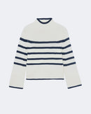 Pull en cachemire blanc et bleu pour femme - Kujten packshot