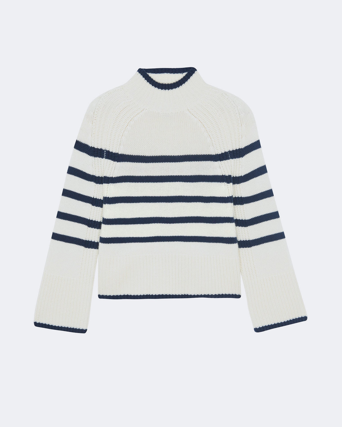 Pull en cachemire blanc et bleu pour femme - Kujten packshot