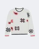 Pull en cachemire blanc et noir pour femme - Kujten packshot