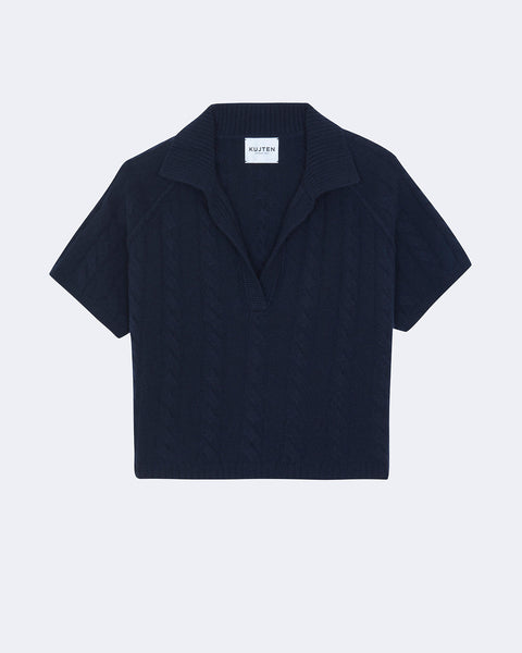 Polo Aenor Cable bleu marine foncé - Image 4