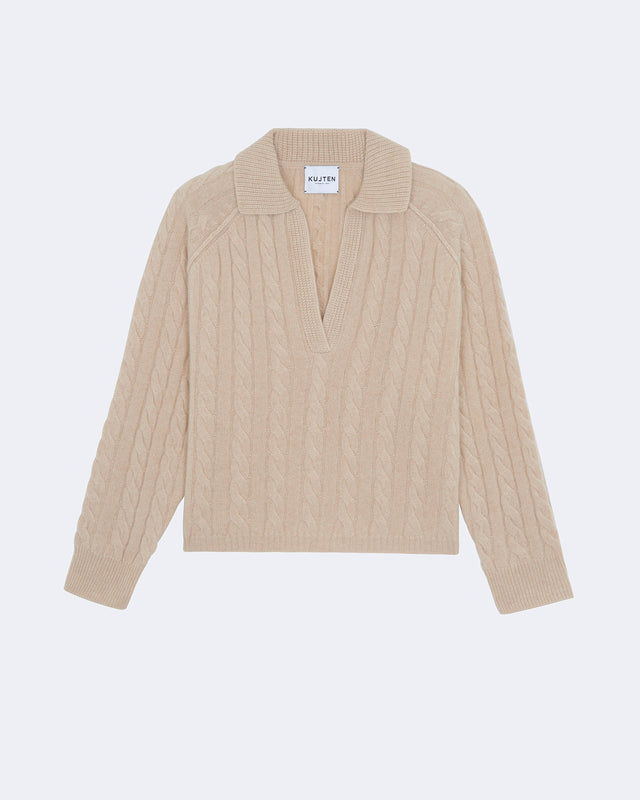 Polo Aenora Cable beige organic - Image principale