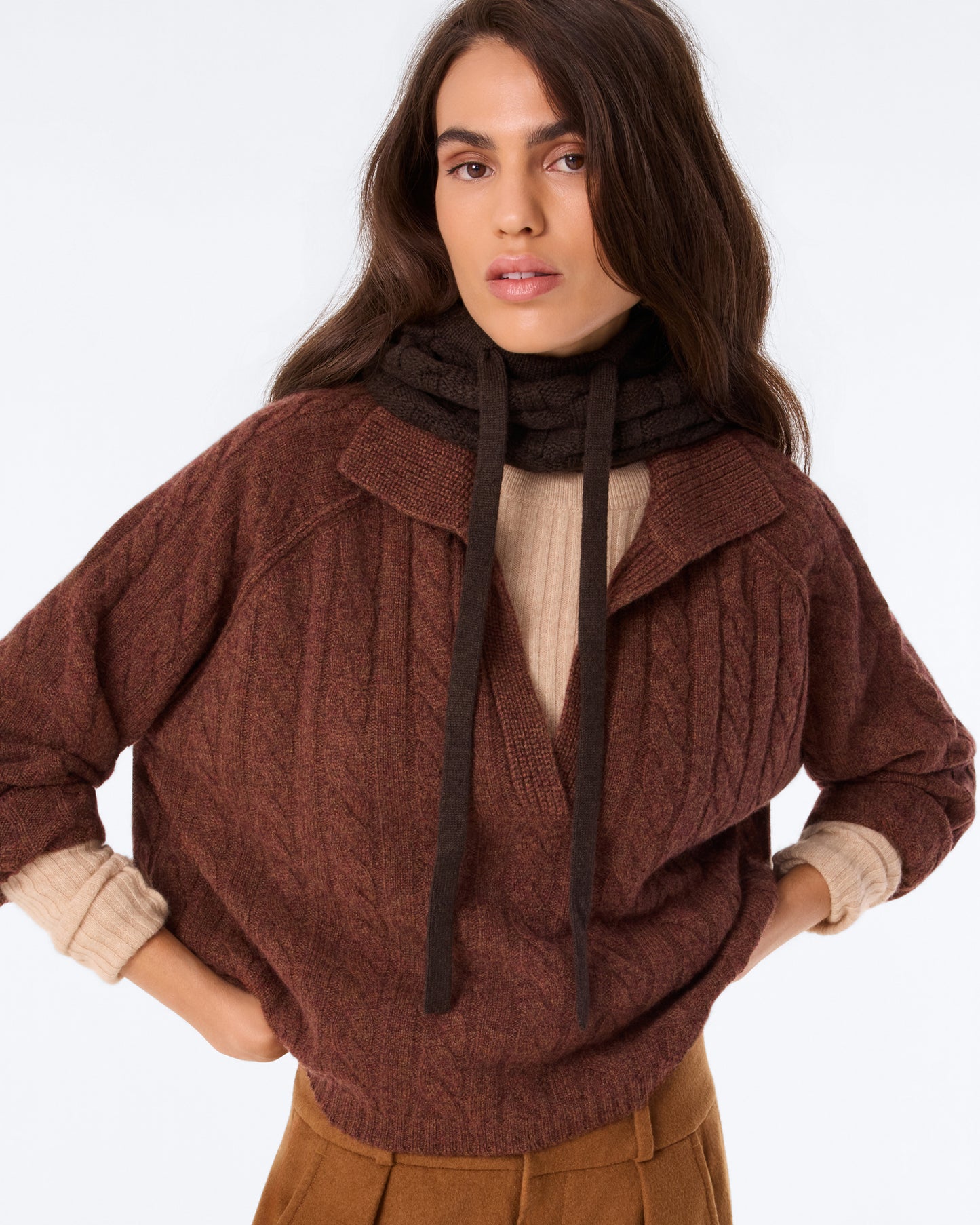 Polo Aenora Cable marron pécan
