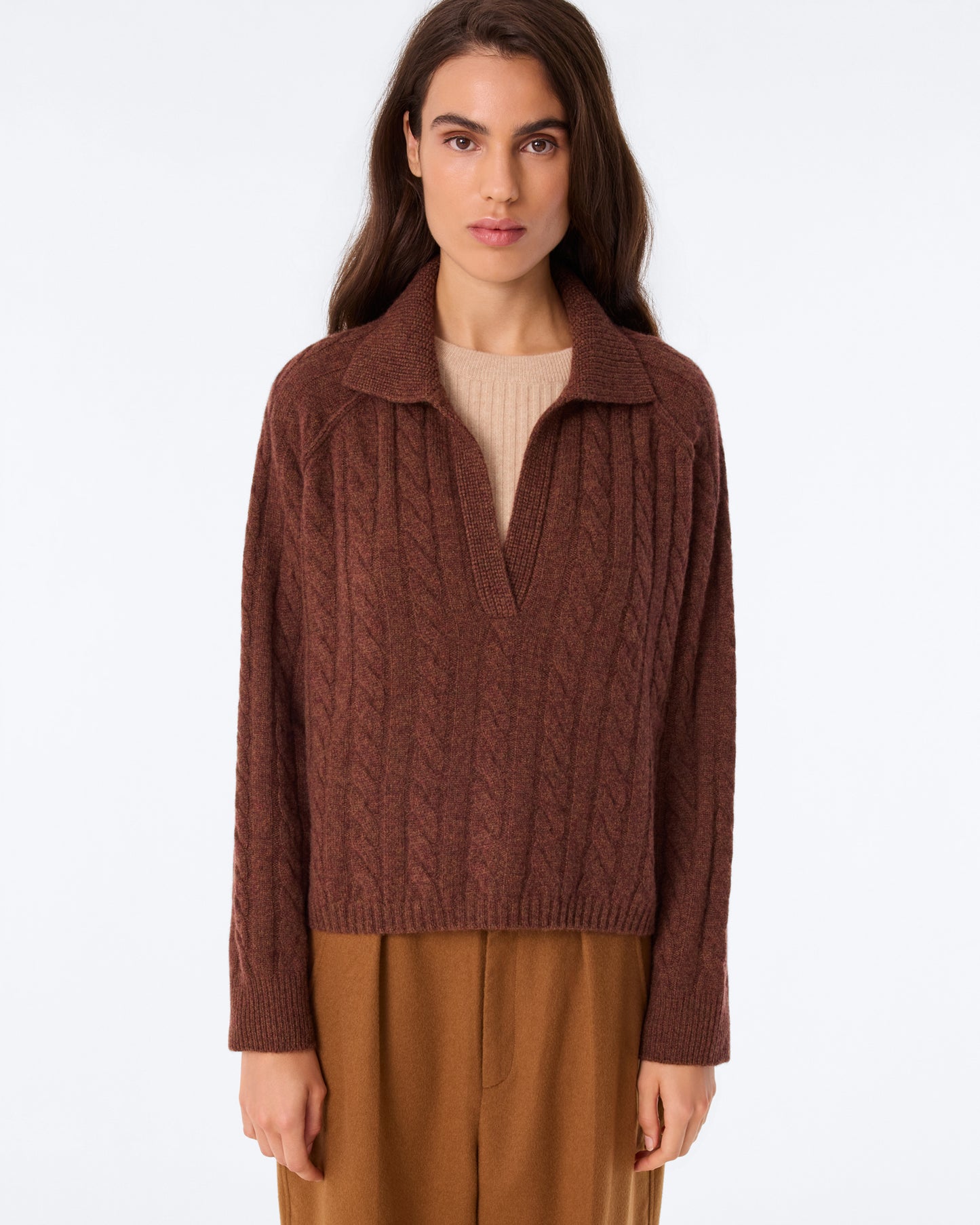 Polo Aenora Cable marron pécan