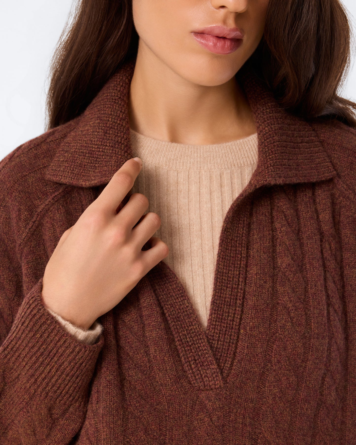 Polo Aenora Cable marron pécan