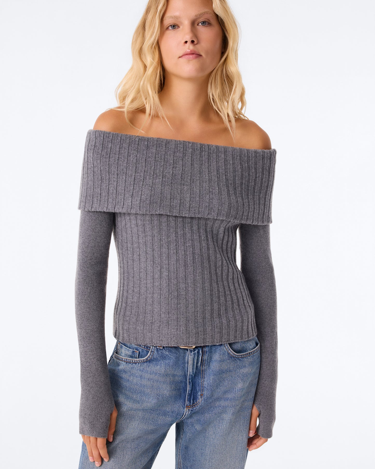 Top Alessia gris flanelle