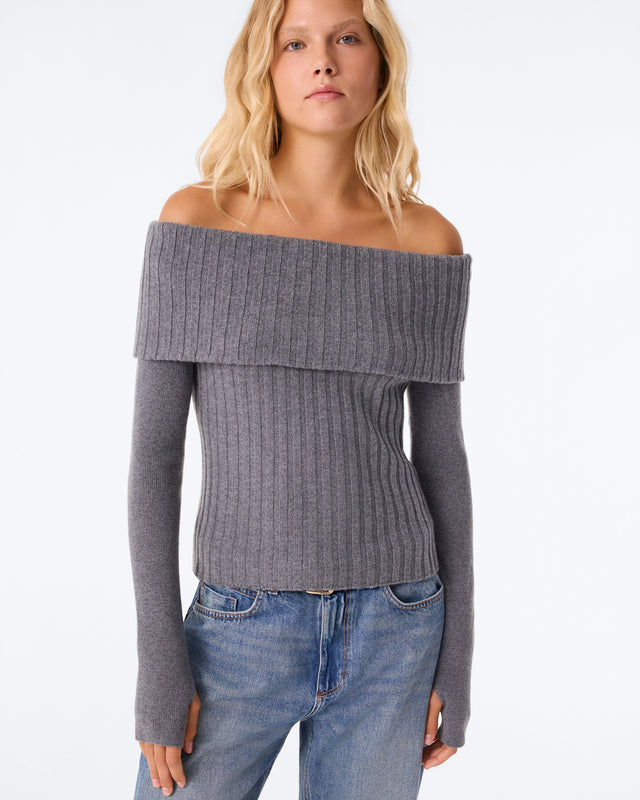 Top Alessia Flannel Gray - Image principale