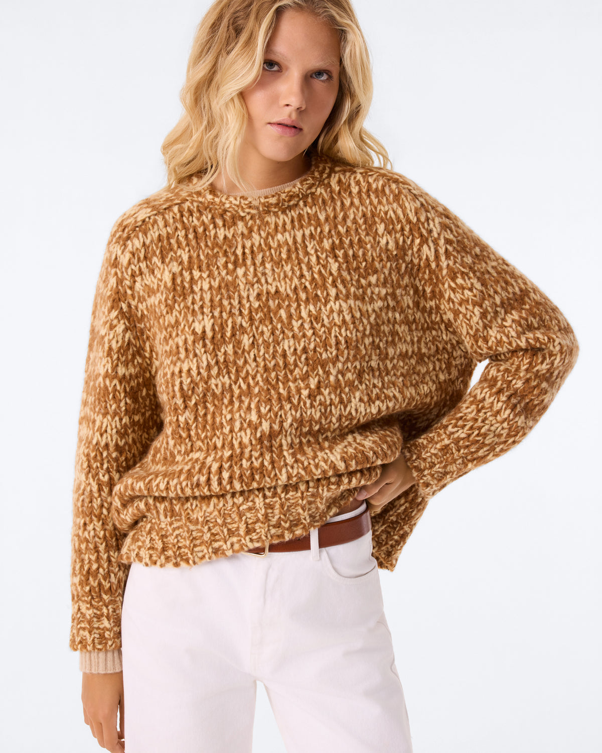 Pull Hand Knit Diane nocciola mouliné