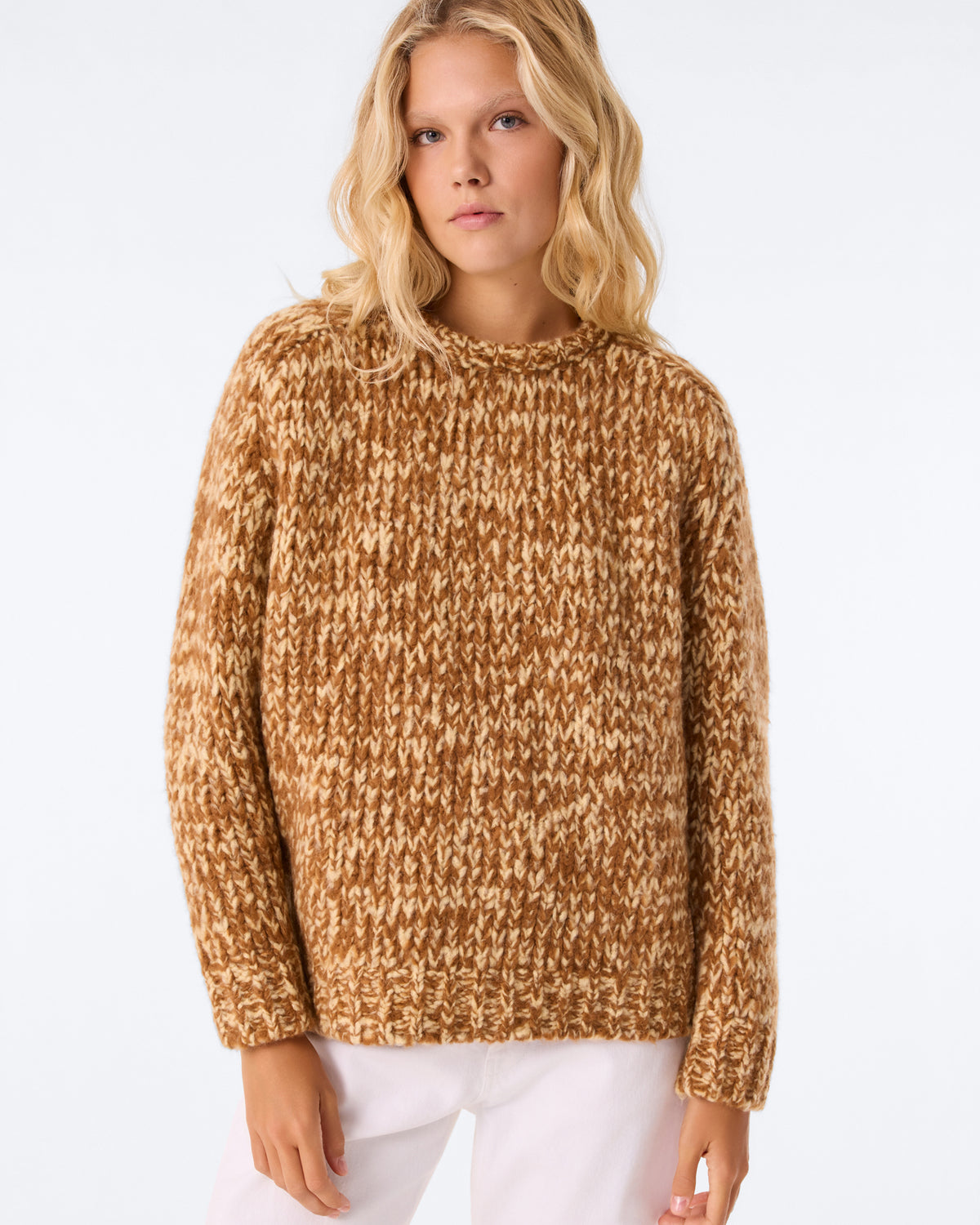 Pull Hand Knit Diane nocciola mouliné