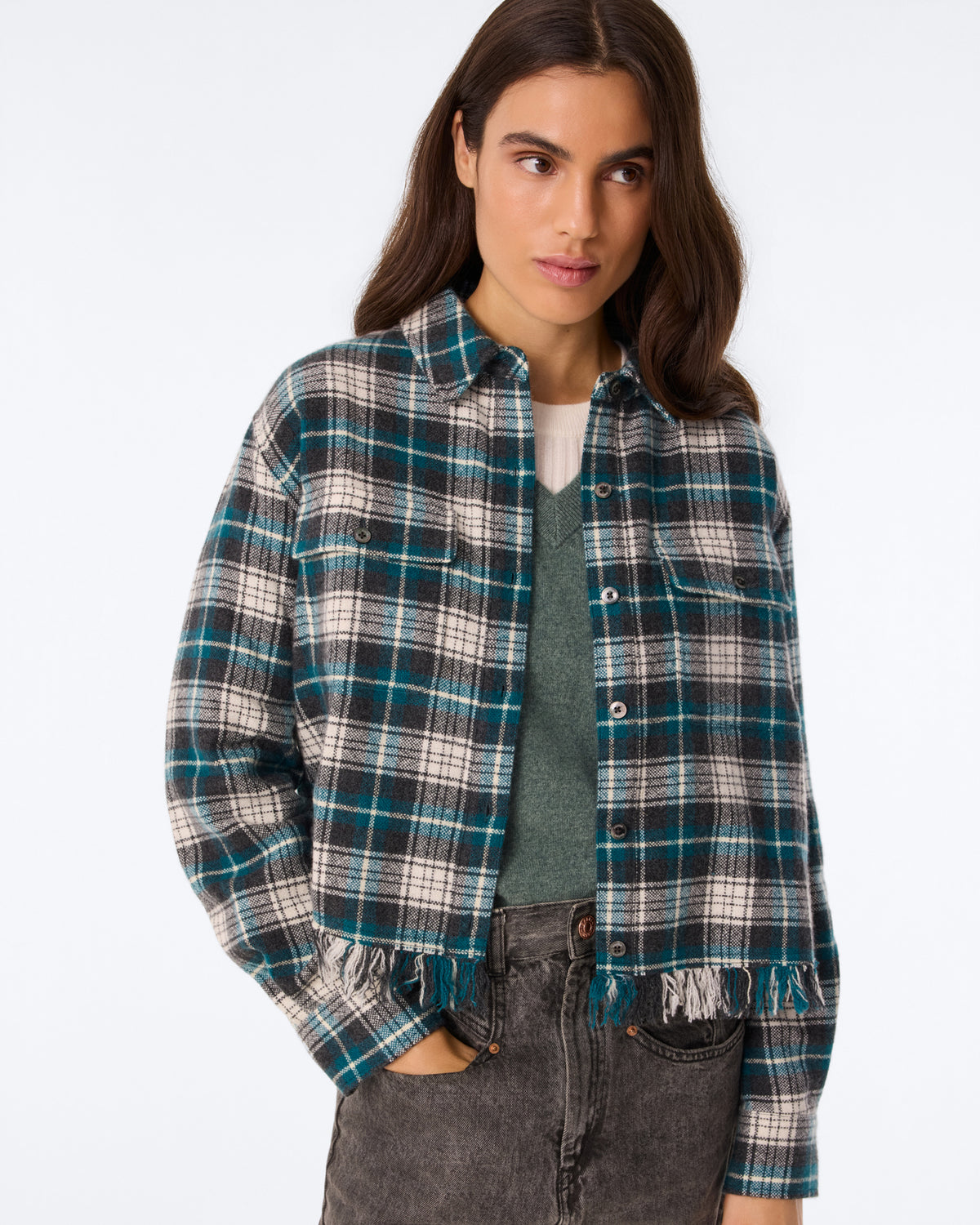 Chemise Norma Quadri gris mouliné
