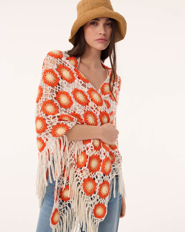 Poncho Gypsy Flowers sunset - Image principale