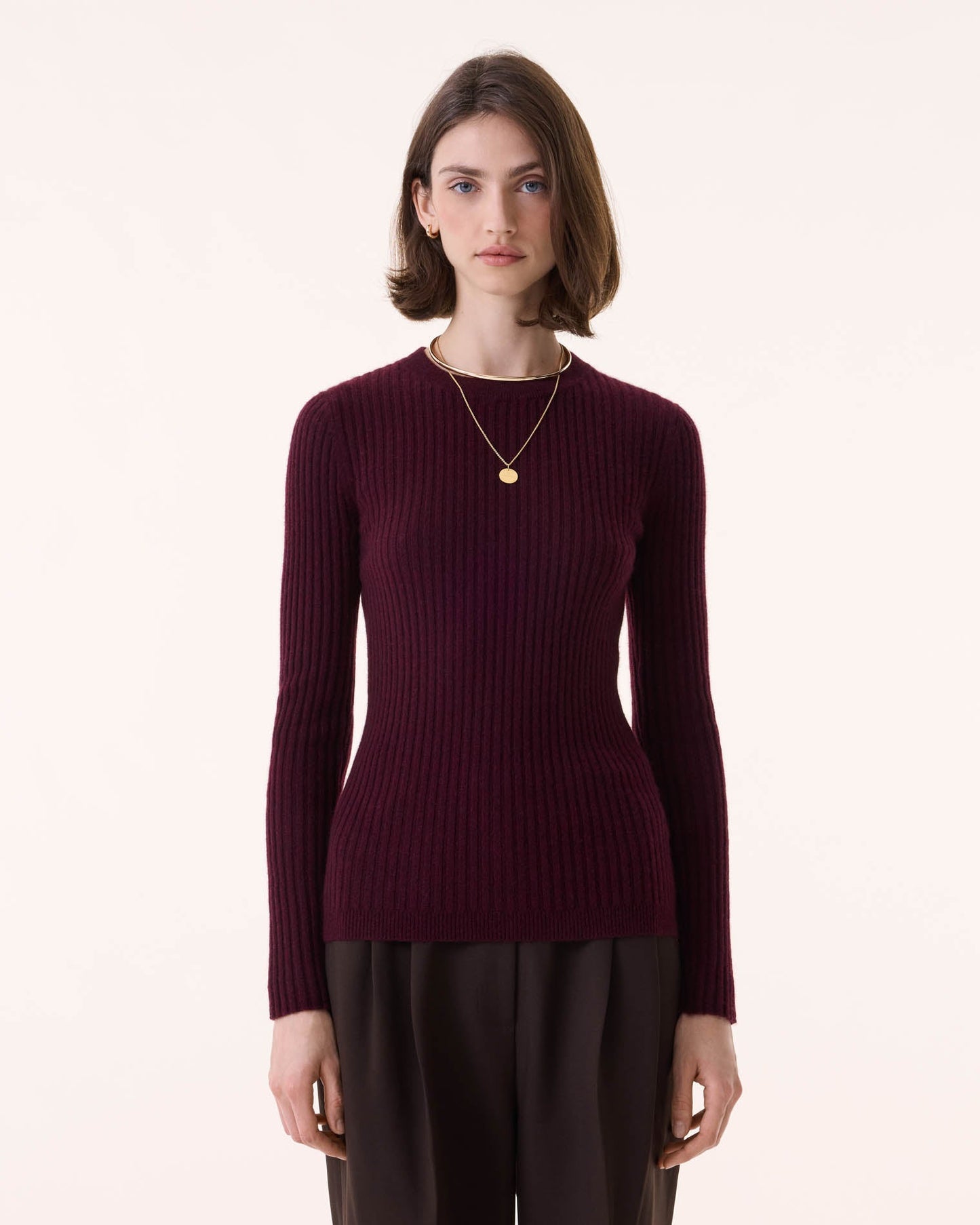 Pull bibi tricotage jersey bordeaux - Kujten