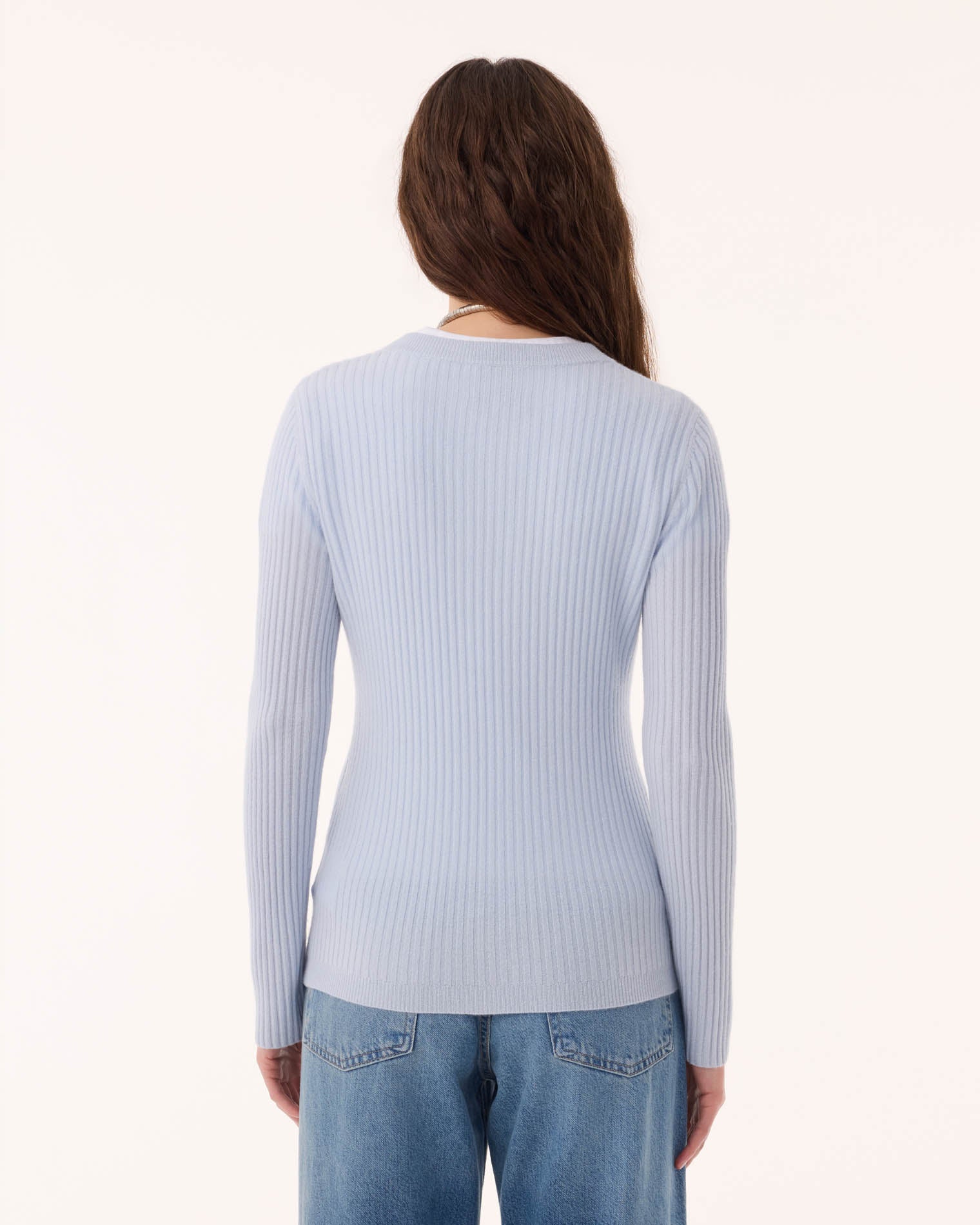 Round Neck Cashmere Sweater Mist | Kujten Cashmere