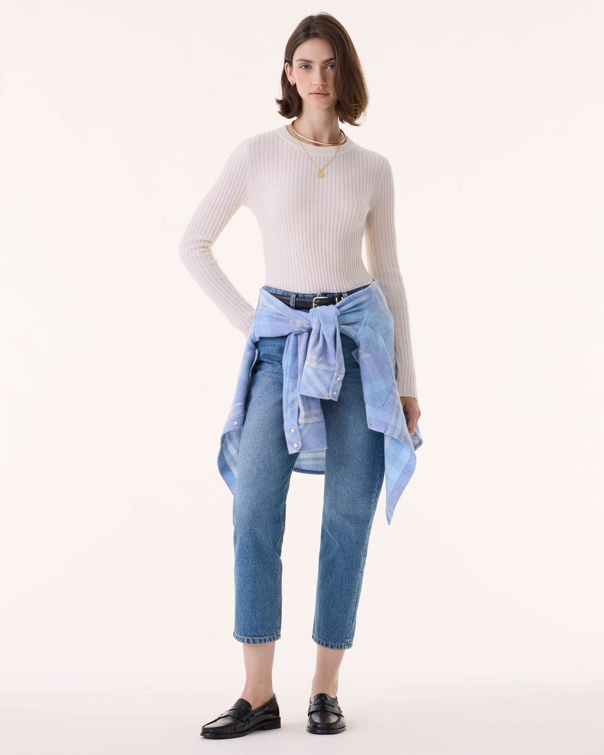 Pull bibi côtes plates blanc - Kujten