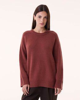Pull en cachemire bordeaux marron pour femme - Kujten