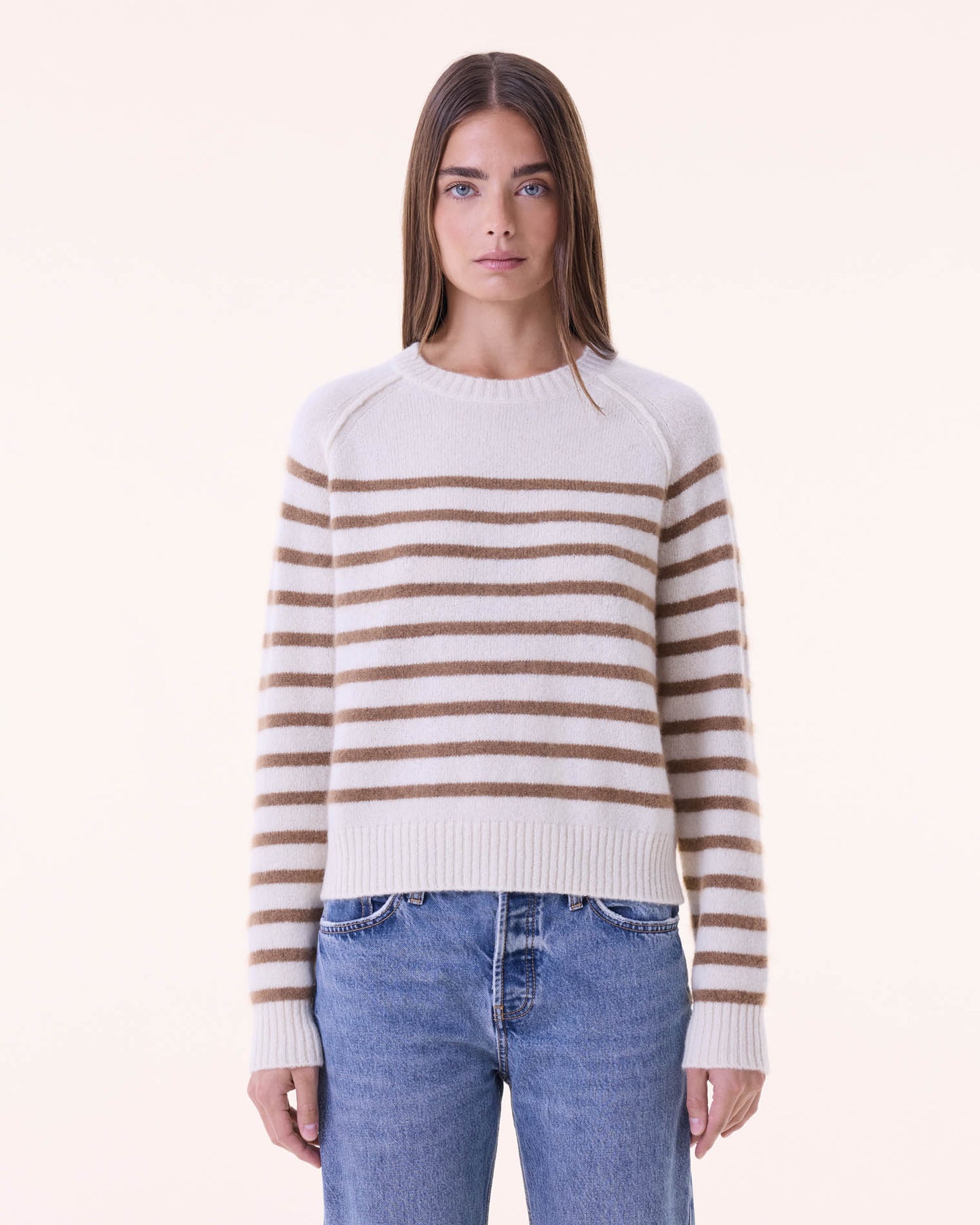 Sweater Shima white camel