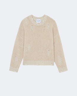 Pull brooke tricotage vanisé et ajouré beige - Kujten packshot