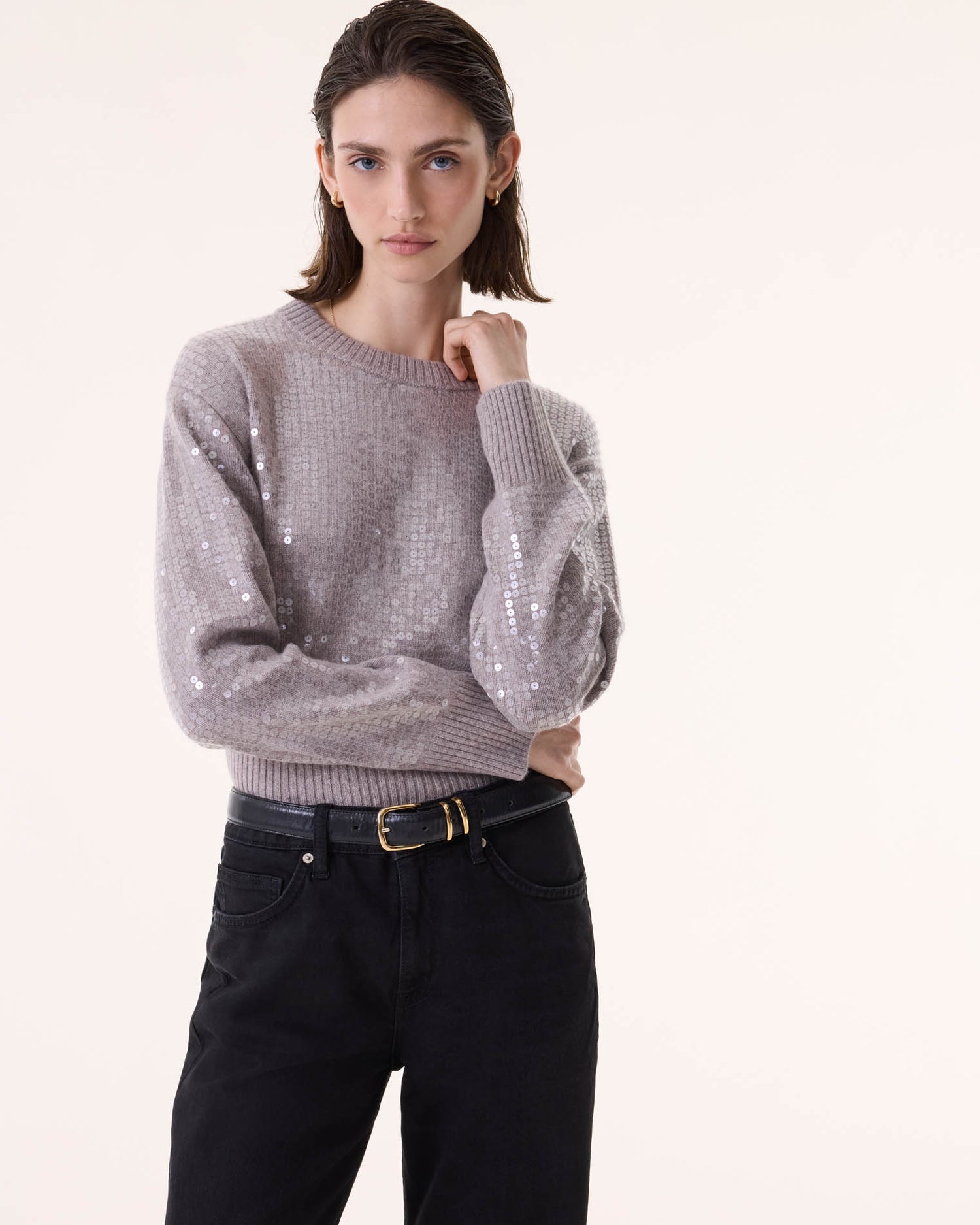 Pull en cachemire beige pour femme - Kujten