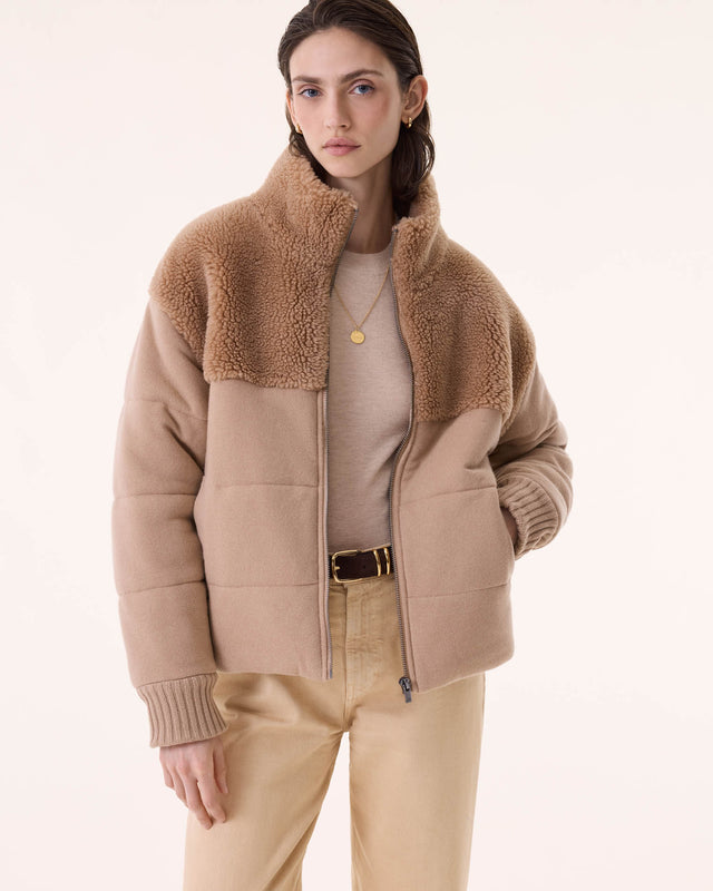 Doudoune Ezra Fur light camel - Image principale