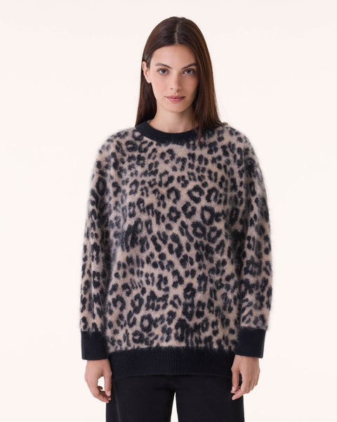 Sweater Idelisa Fluffy camel leopard - Image principale
