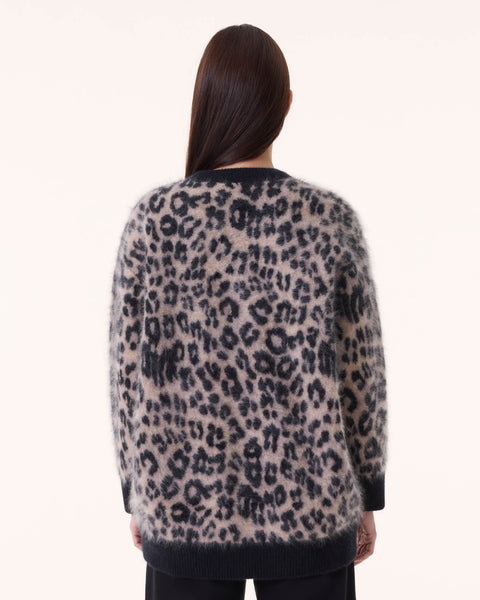 Sweater Idelisa Fluffy camel leopard - Image principale