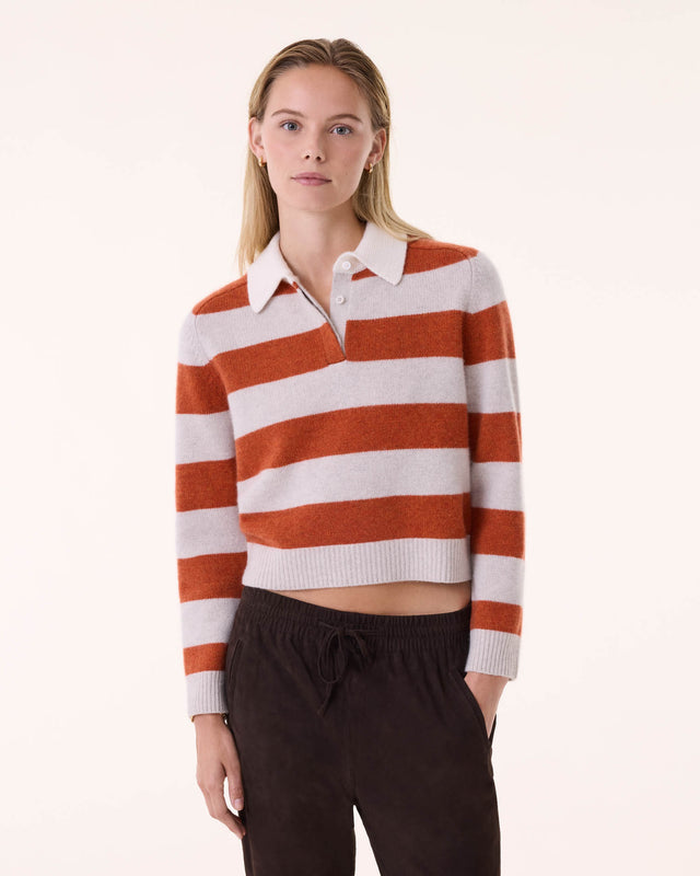 Pull Polo Royce Stripes orange brûlé - Image principale