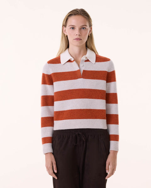 Pull Polo Royce Stripes orange brûlé - Image principale