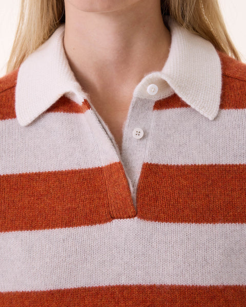 Pull Polo Royce Stripes orange brûlé - Image principale