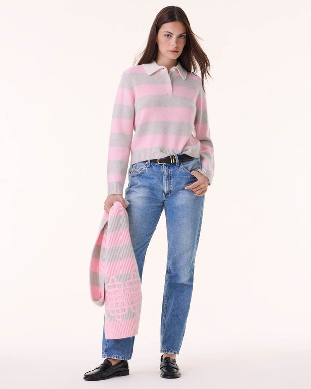 Pull Polo Royce Stripes rose vintage - Image principale