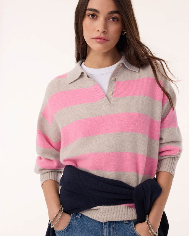 Polo Royde Set Stripe bubble pink - Image principale