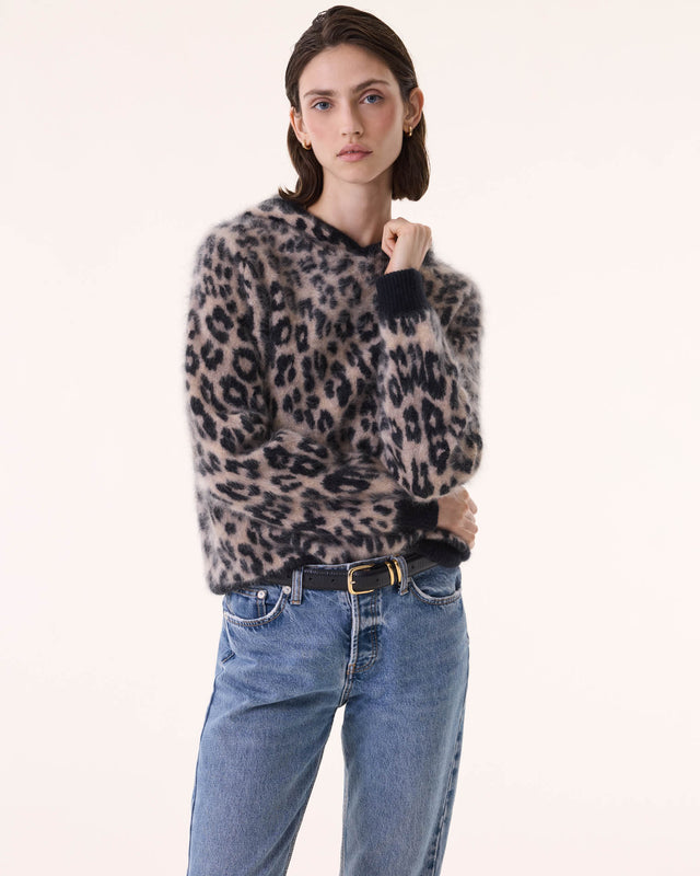 Sweater Hoodie Soso Fluffy camel leopard - Image principale