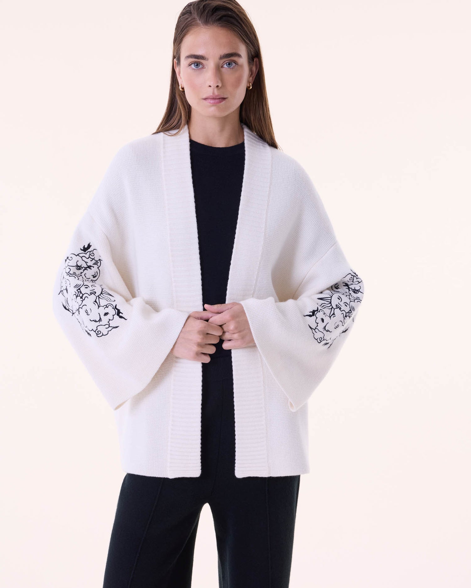Gilet kimastro tricotage jersey blanc - Kujten