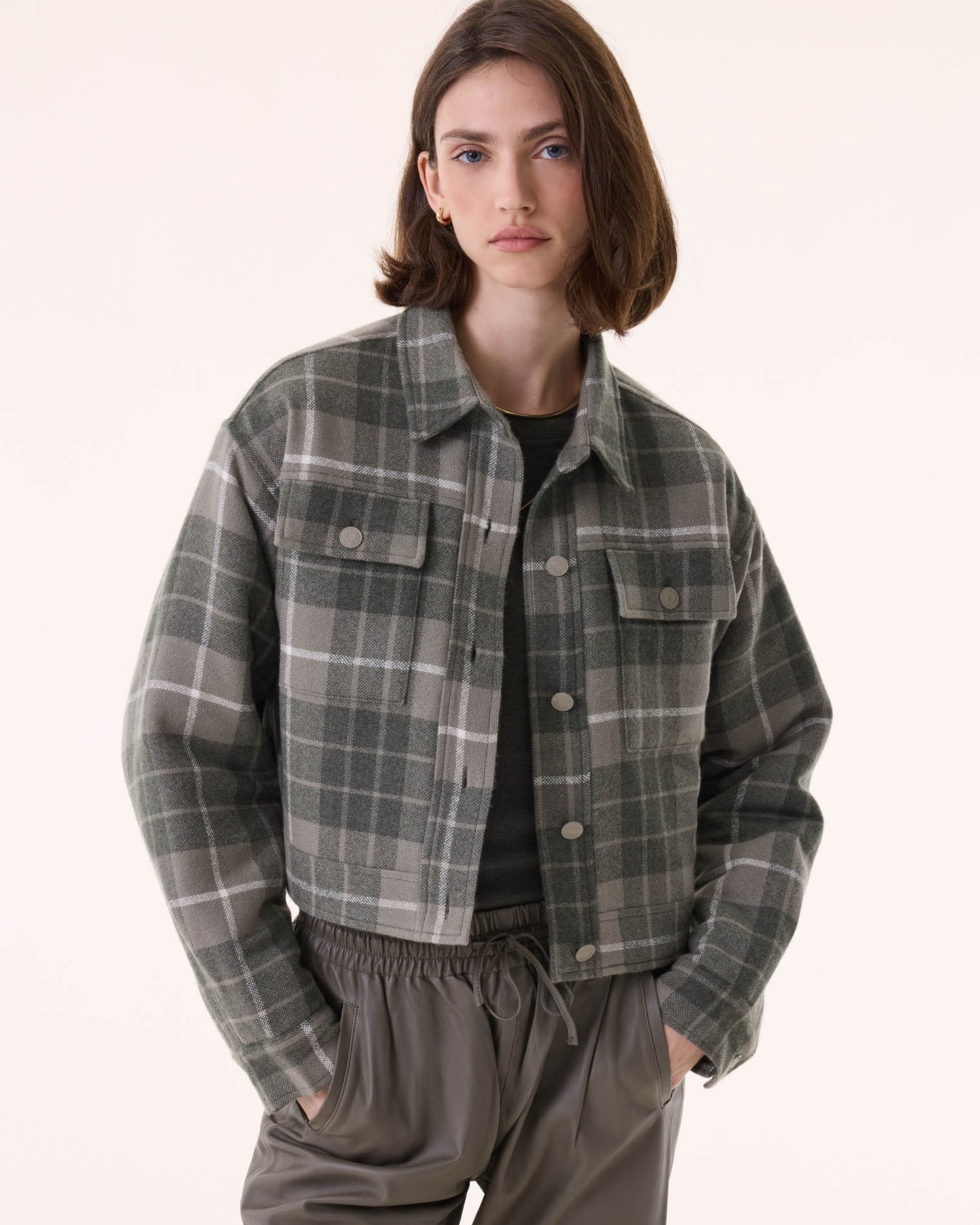 Veste Arya Woven Square kaki chiné