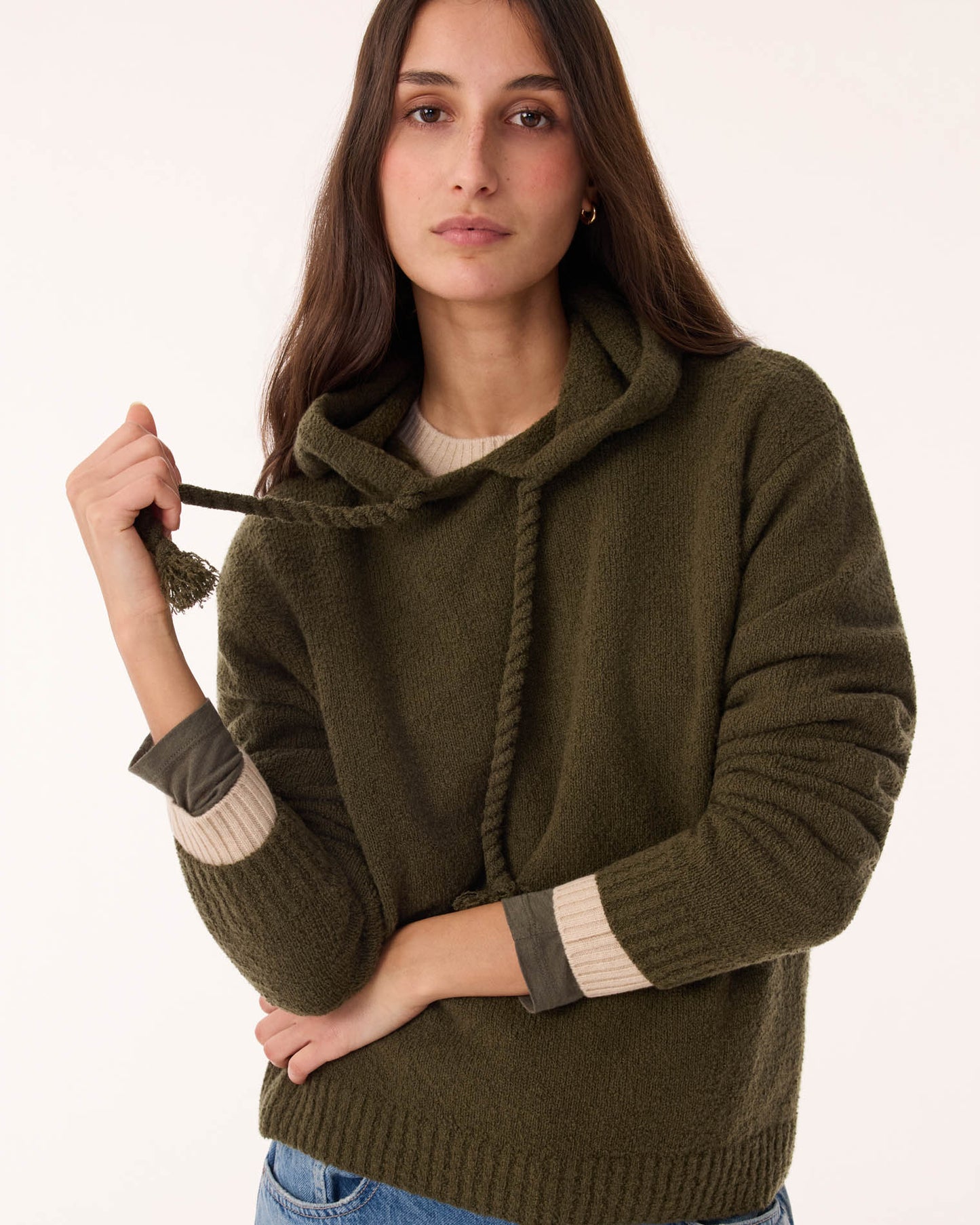 Pull Hoodie Bakia Bouclette vert kombu