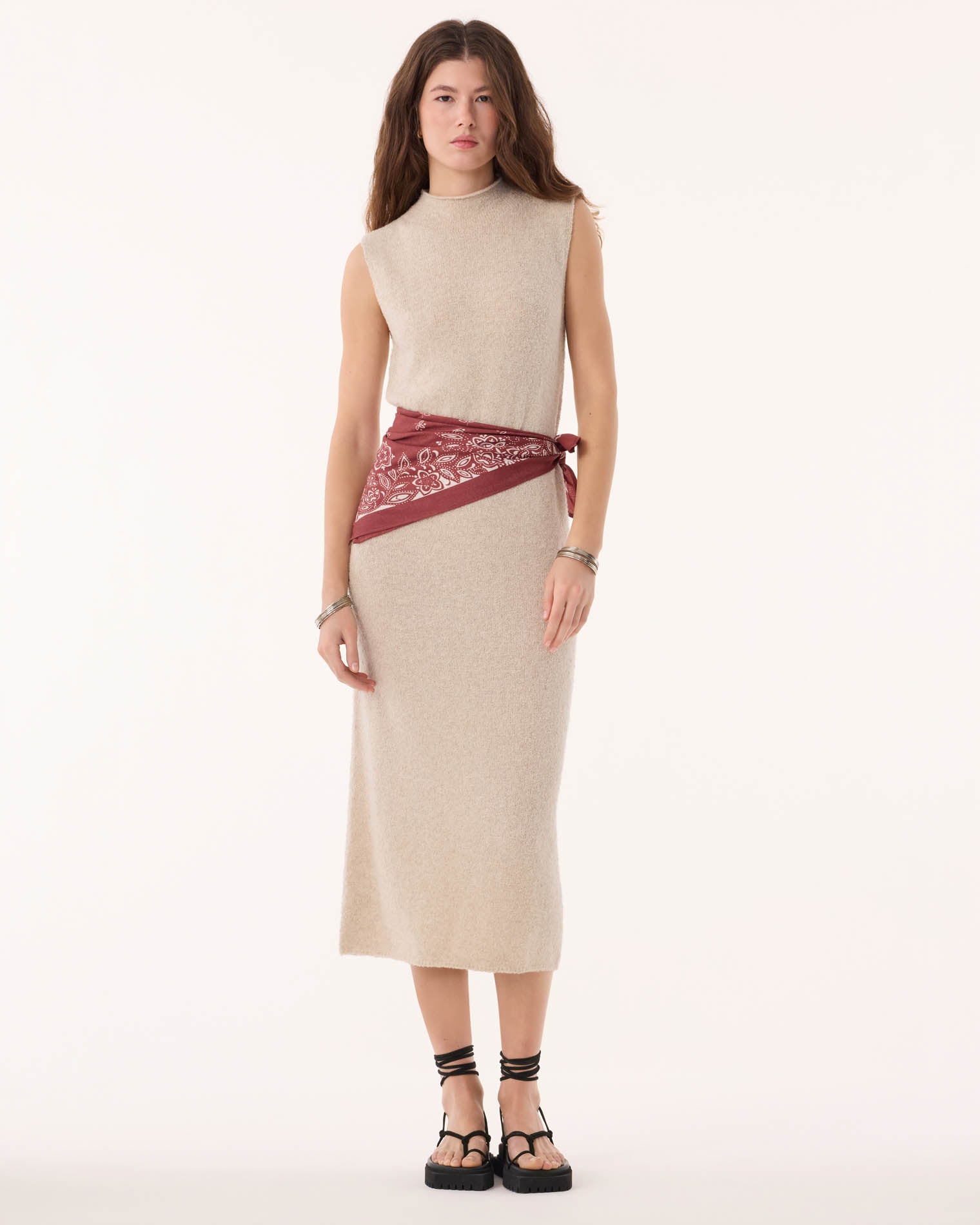 Robe Franges Cachemire Avoine Kujten Cachemire robe-franges-cachemire-avoine-kujten-cachemire