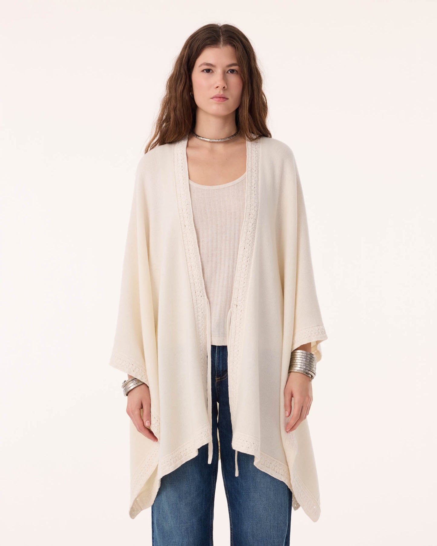 Poncho Yesenia ecru beige
