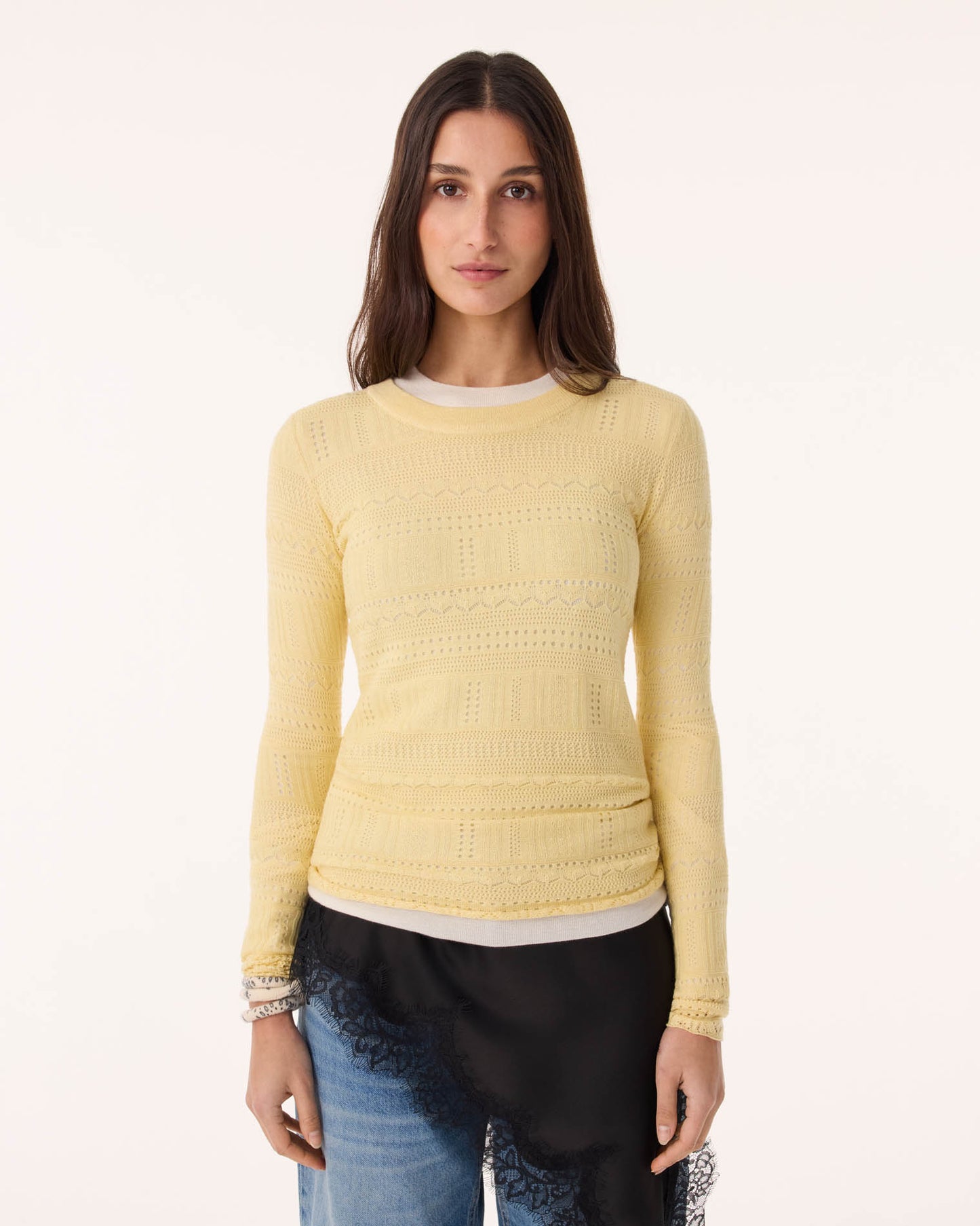 Top Semeti Pointelle anis