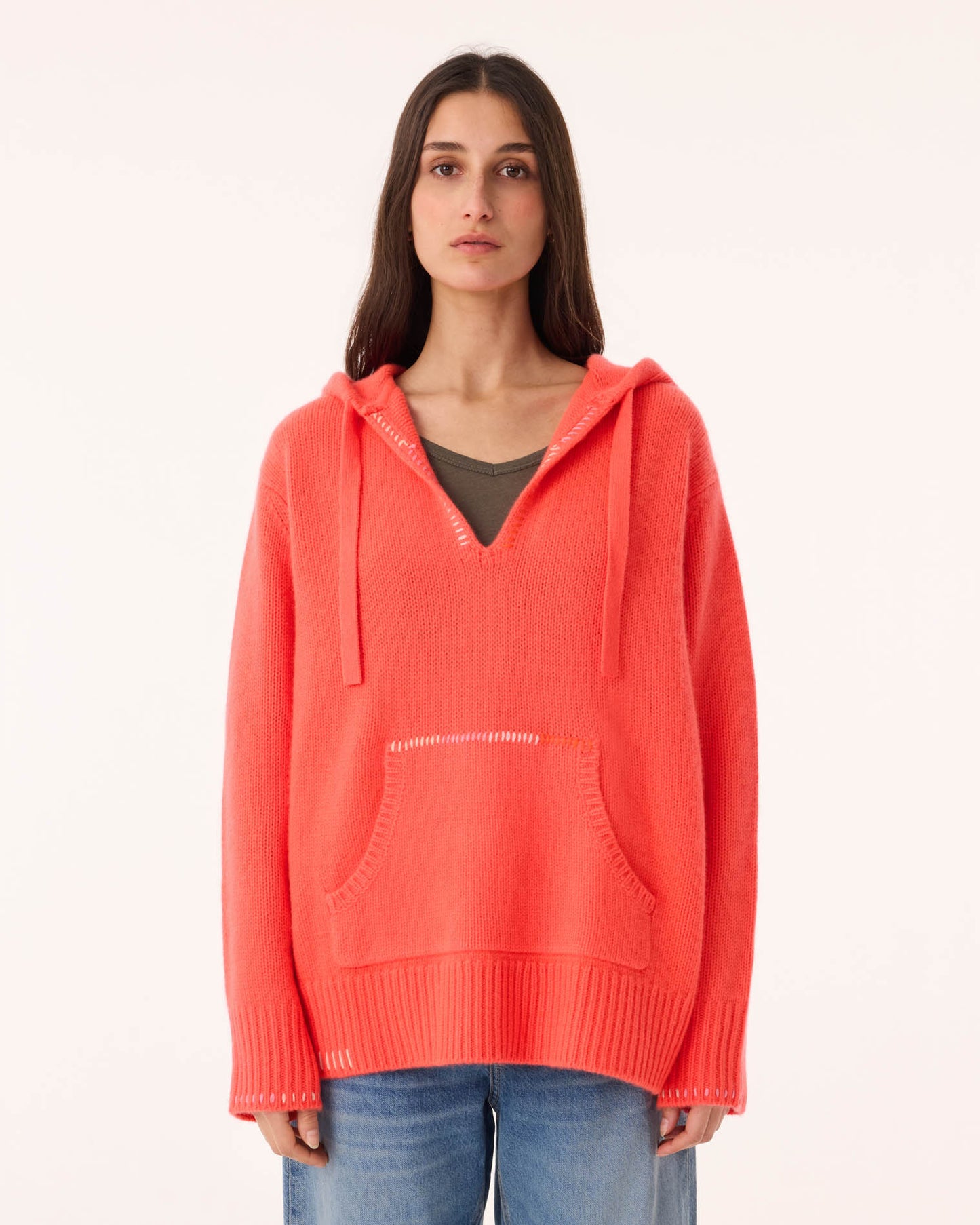 Pull Hoodie Solmar corail néon