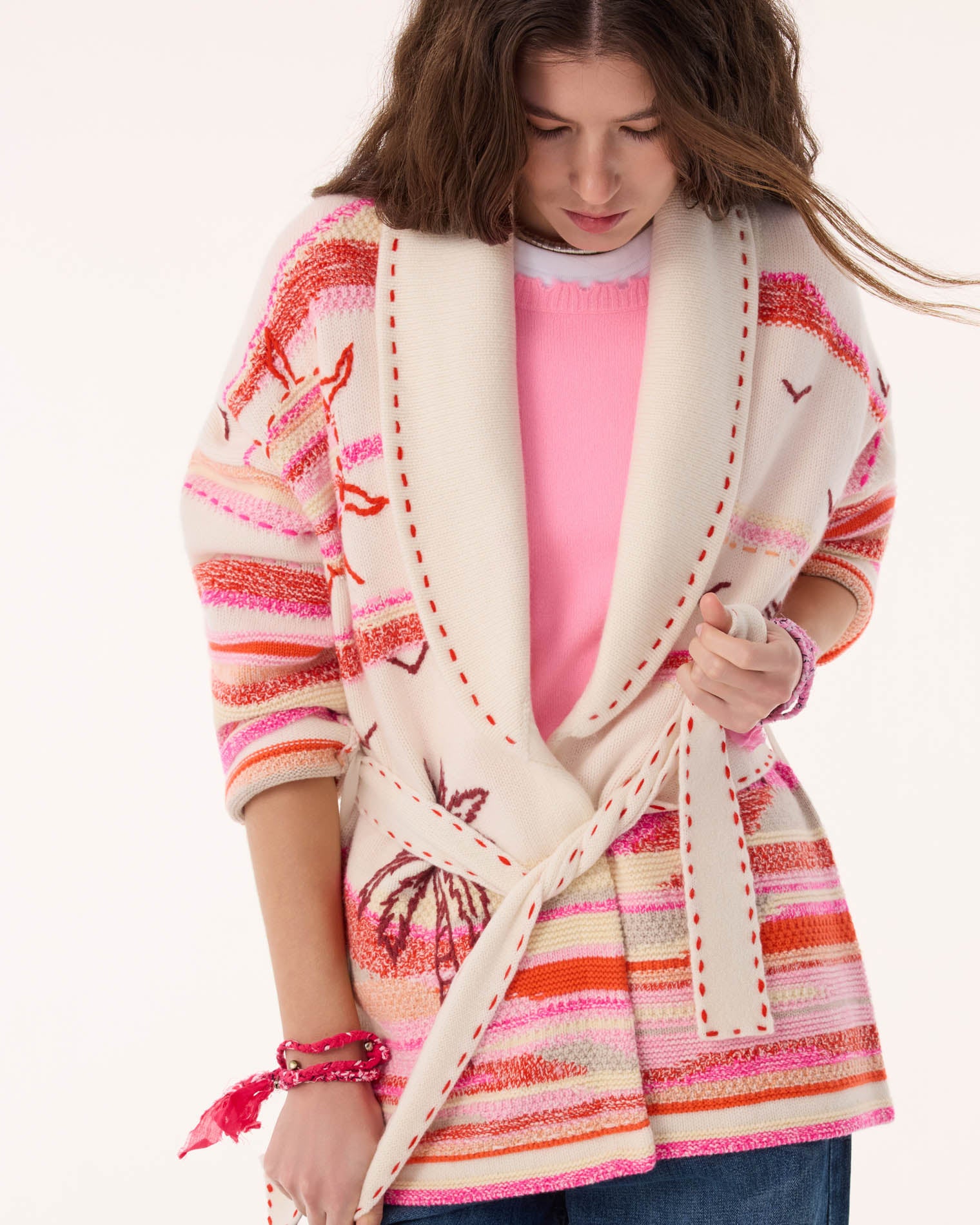 Gilet Cachemire Femme, 4 Fils Bubble Pink | Kujten Cachemire